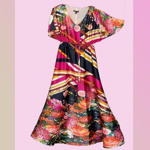 Mango Fully lined Floral designed Maxi Dress Size Large